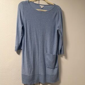 J. Jill Light Blue Knit Pocket Shift Dress